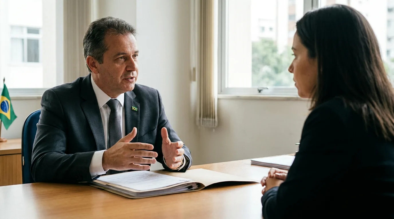 Advogado orientando servidor público estável sobre defesa em processo administrativo