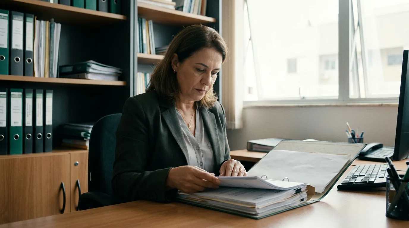 Servidora pública em estágio probatório consultando seus direitos funcionais