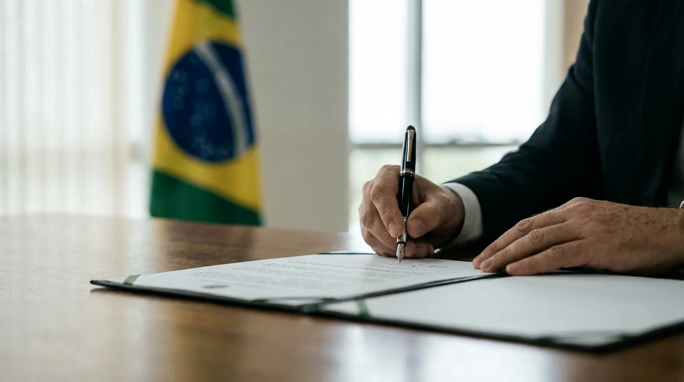 Servidor recém-empossado assinando termo de posse em órgão público